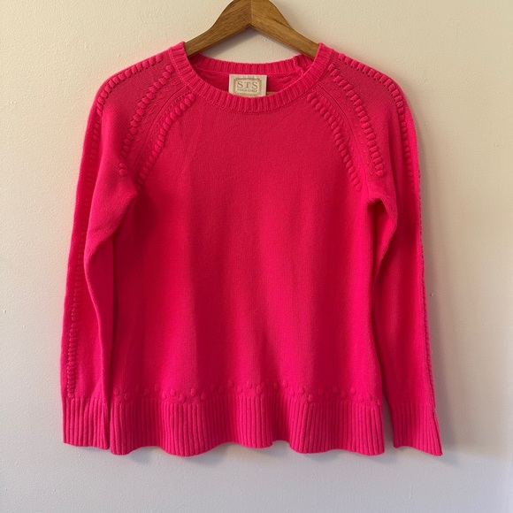 Sail to Sable Bright Pink Crew Neck Wool and Cashmere Sweater | Size Small - Picture 1 of 8